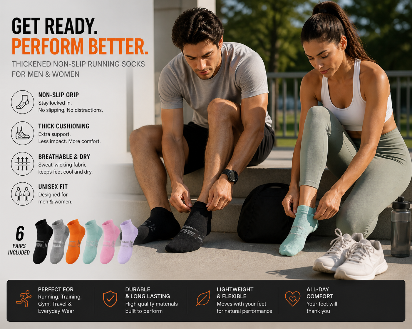 Non-Slip Performance Running Socks